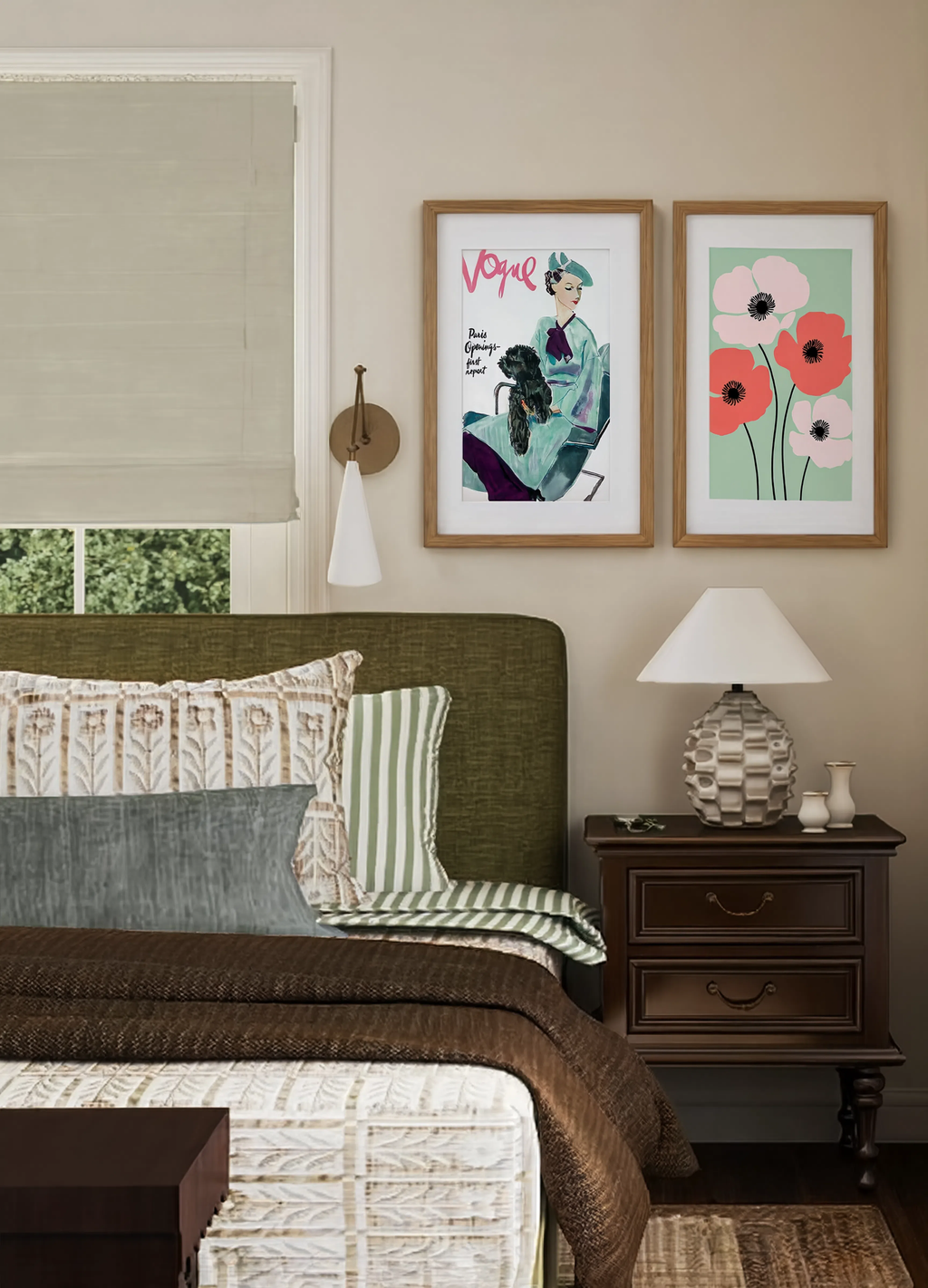 Set of 2 Wall Art Prints | Blush Poppy & Vogue Paris Opening Night Cover