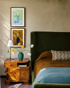 Set of 2 Contemporary Wall Art Prints | Duck Egg Blue Floral & Earthy Floral Still Life