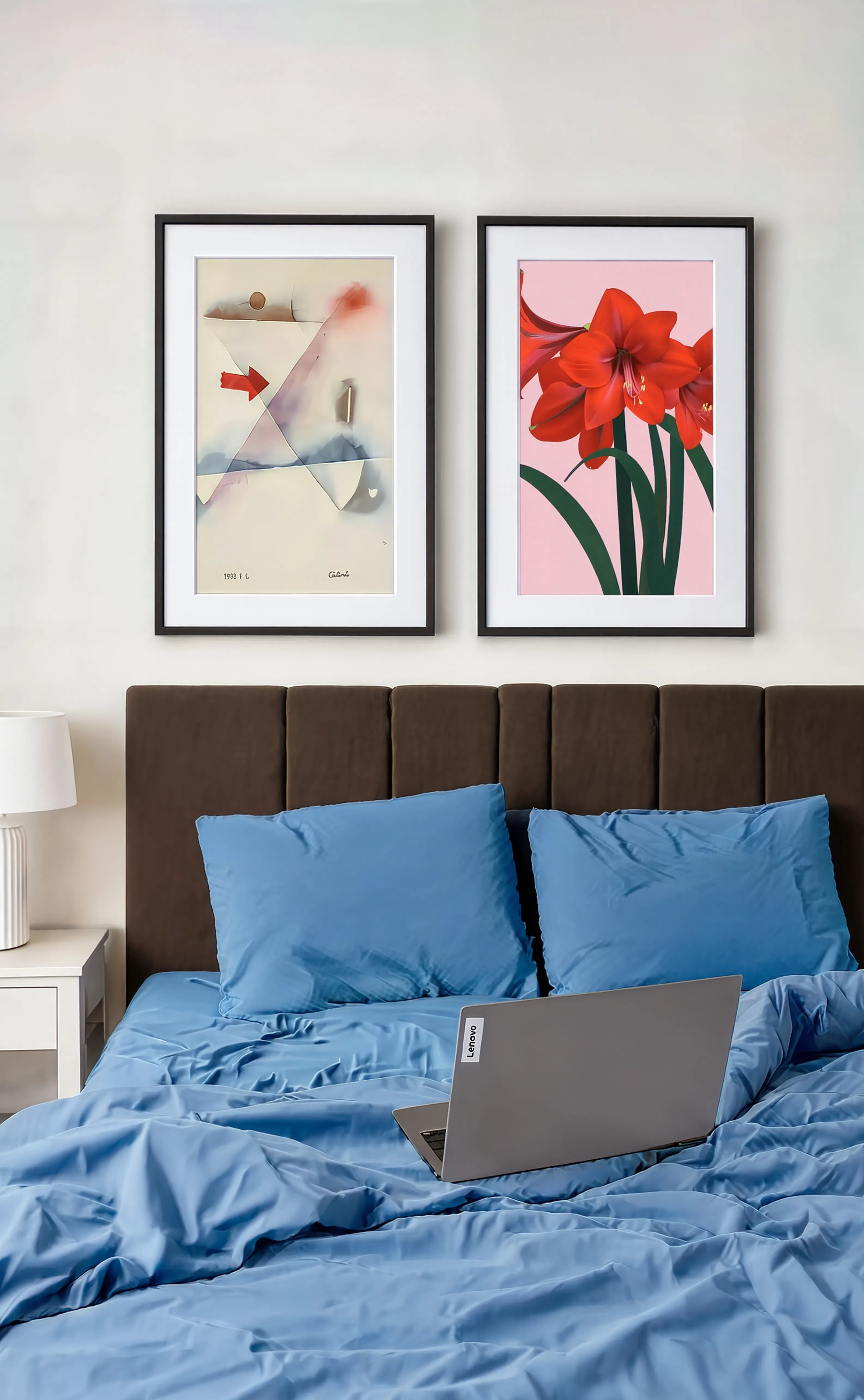Set of 2 Paul Klee & Floral Wall Art Prints – Abstract Modern Art & Red Amaryllis Gallery Set
