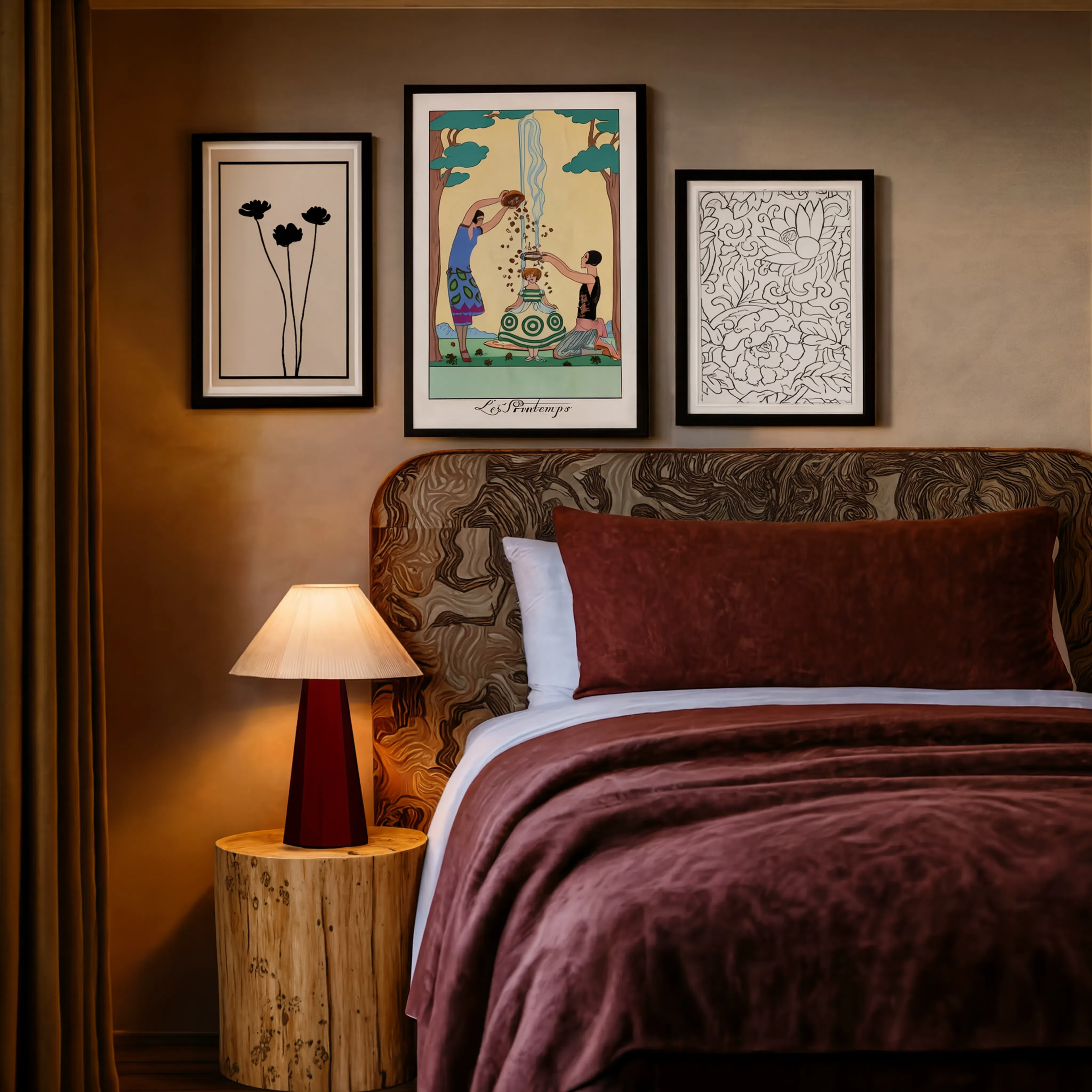 Set of 3 – Monochrome Botanica & Art Deco Floral Wall Art Print Collection