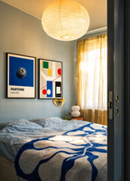 Set of 2 Contemporary Abstract Art Prints – Classic Blueberry Pantone & Four Spaces with Red Rolling Circles Gallery Set