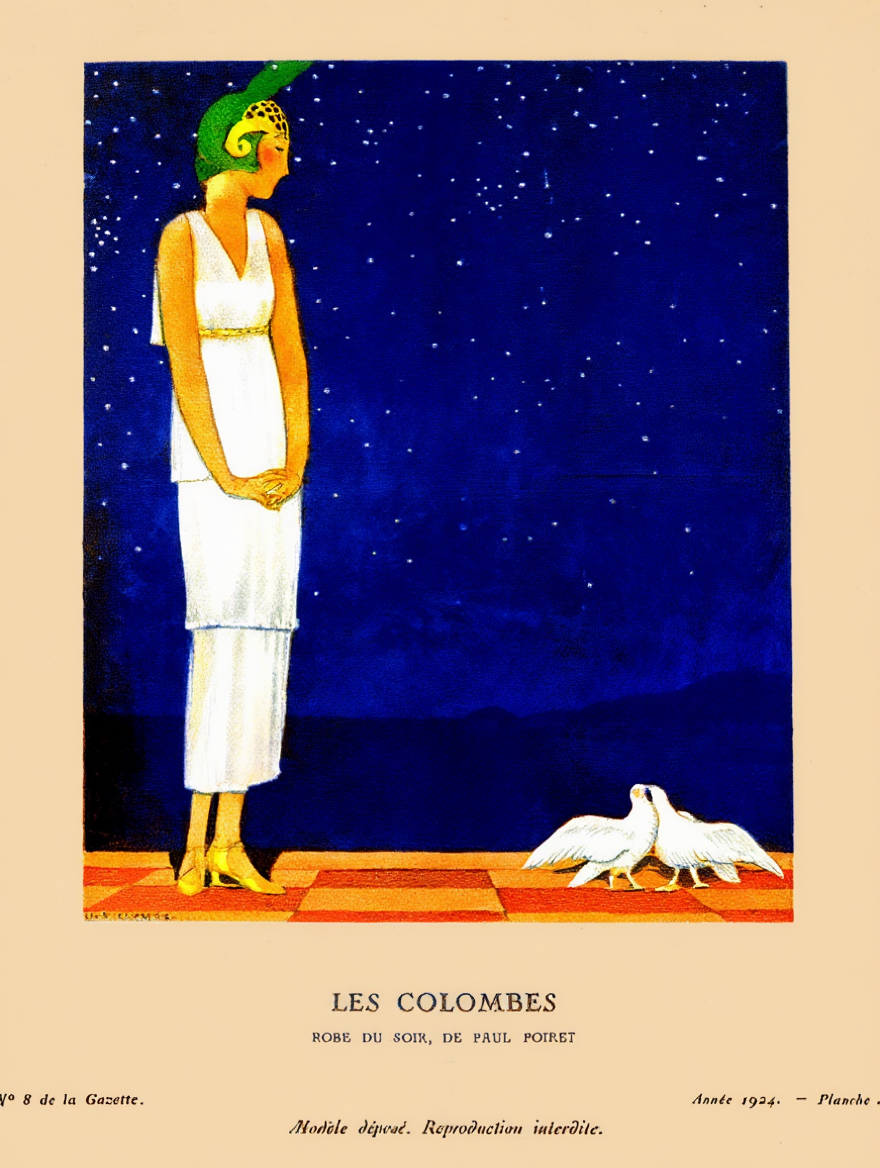 André Édouard Marty – Les Colombes Vintage Illustration Poster