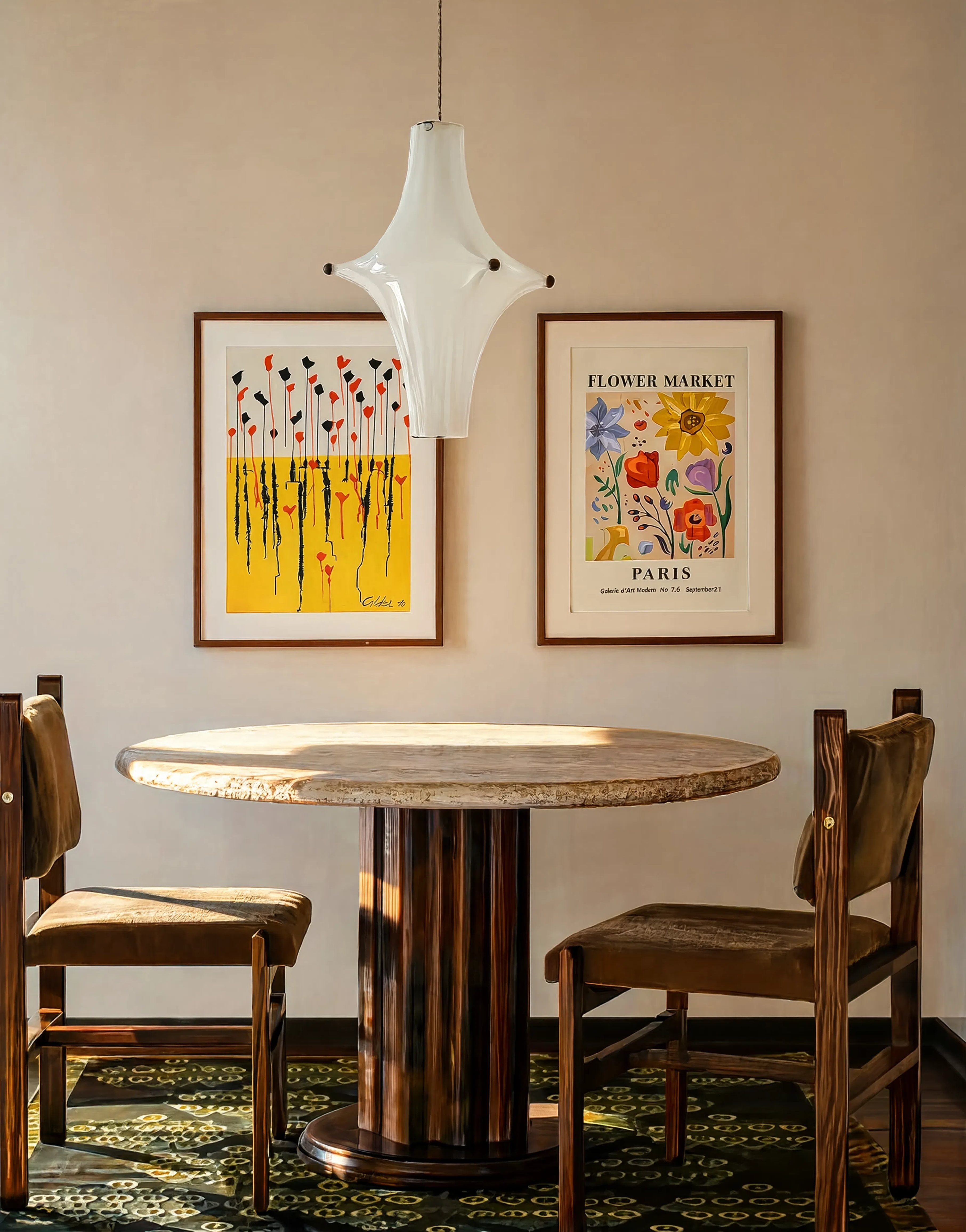 Set of 2 Floral & Nature-Inspired Art Prints – Paris Flower Market & Golden Meadow Gallery Set