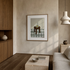 Stool with Ceramic Bowl | Minimalist Still Life Wall Art