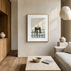 Stool with Ceramic Bowl | Minimalist Still Life Wall Art