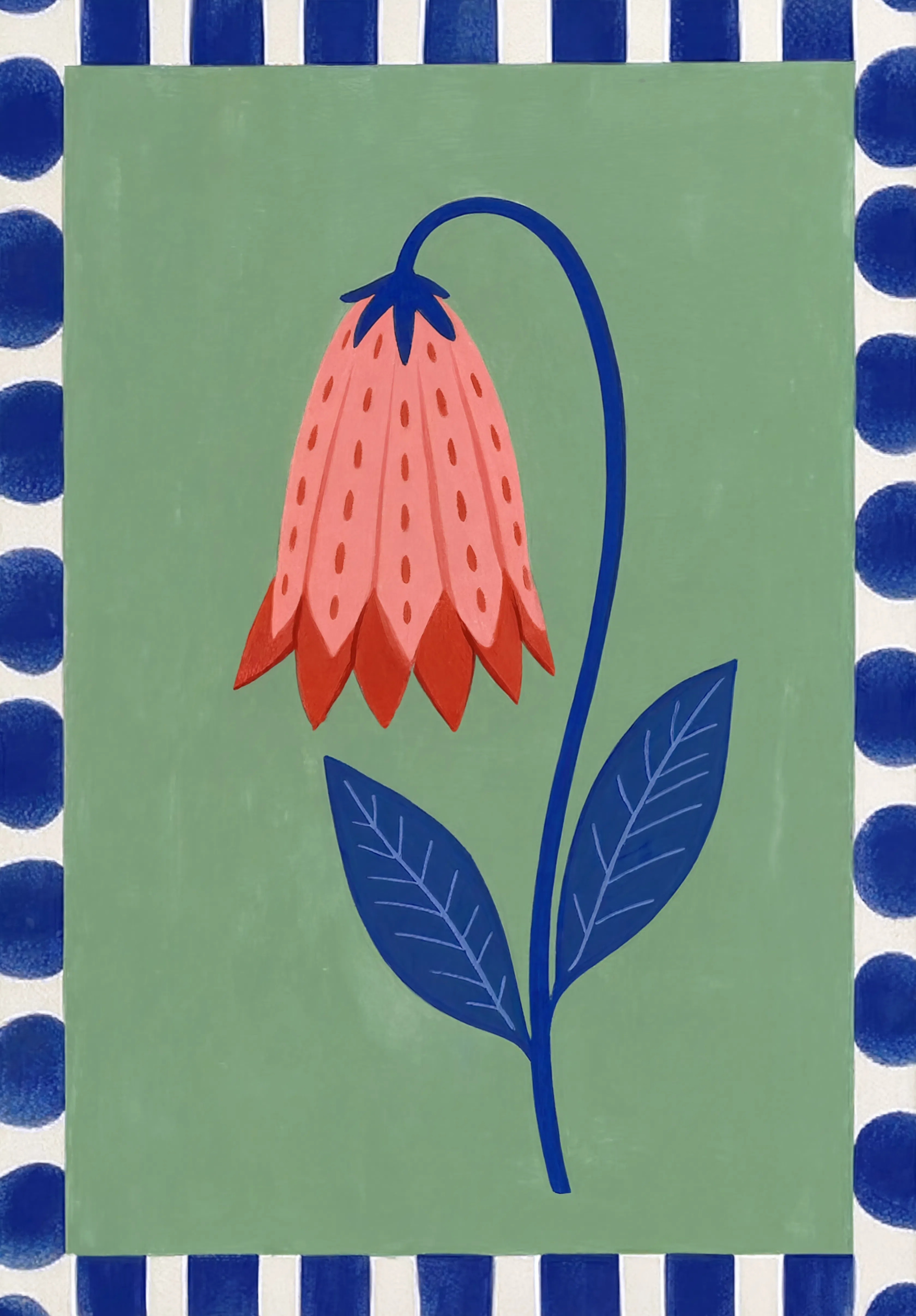 Bell-Shape Folk Flower | Scandinavian Botanical Wall Art