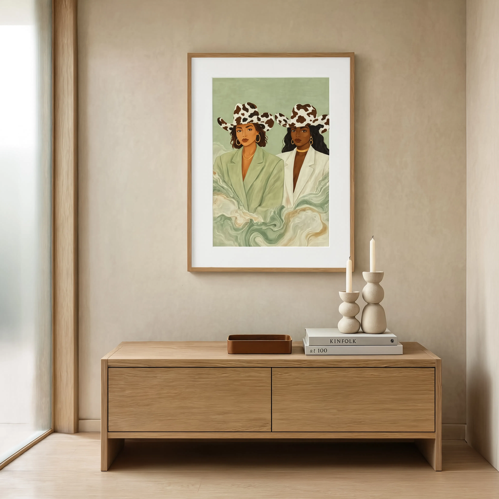 Cowboy Hat Duo | Cool Hue | Modern Western Art Print