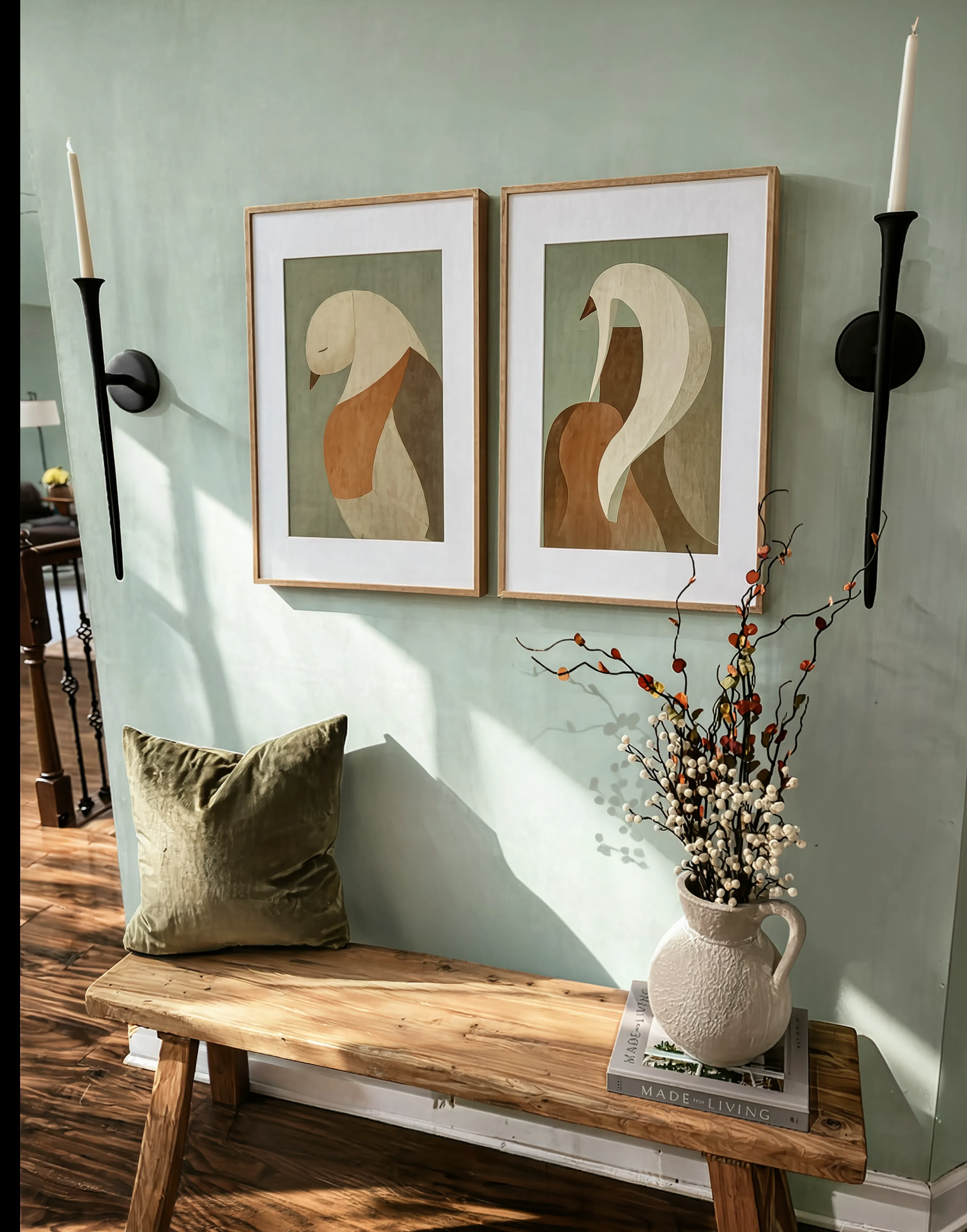 Set of 2 Minimalist Bird Variation Prints | Contemporary Scandinavian Bird Wall Art Set