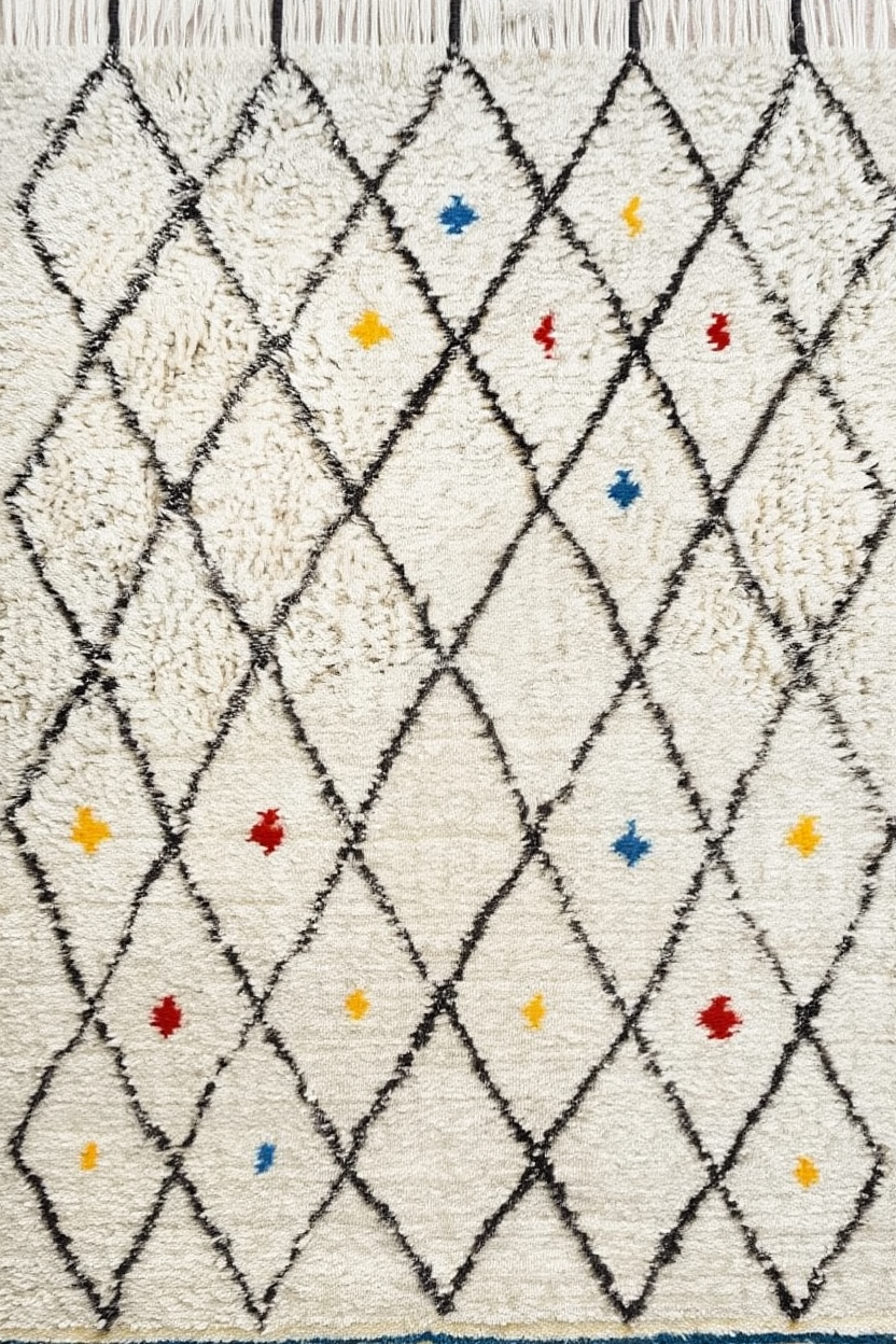 Berber Print – Diamond Lattice | Geometric Berber Rug-Inspired Art Print