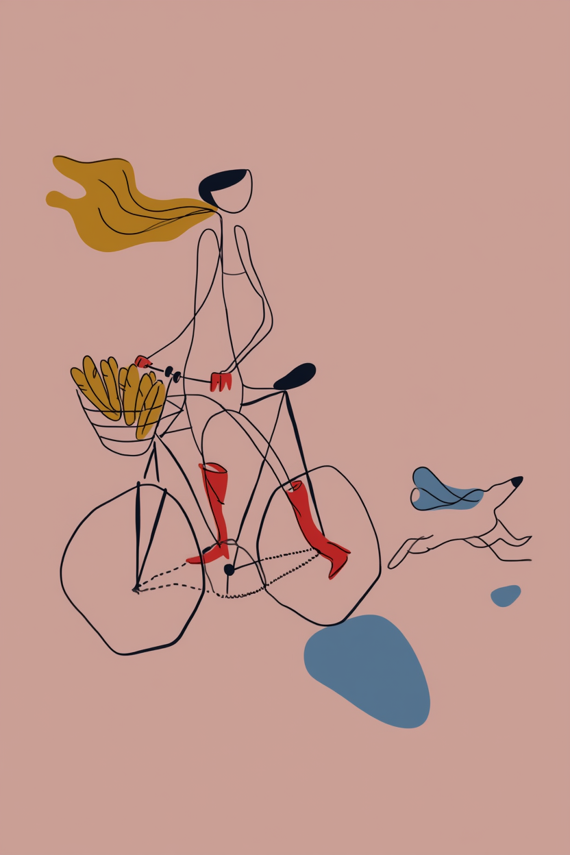 Bicycle Ride – Illustrated Print of Motion and Joy