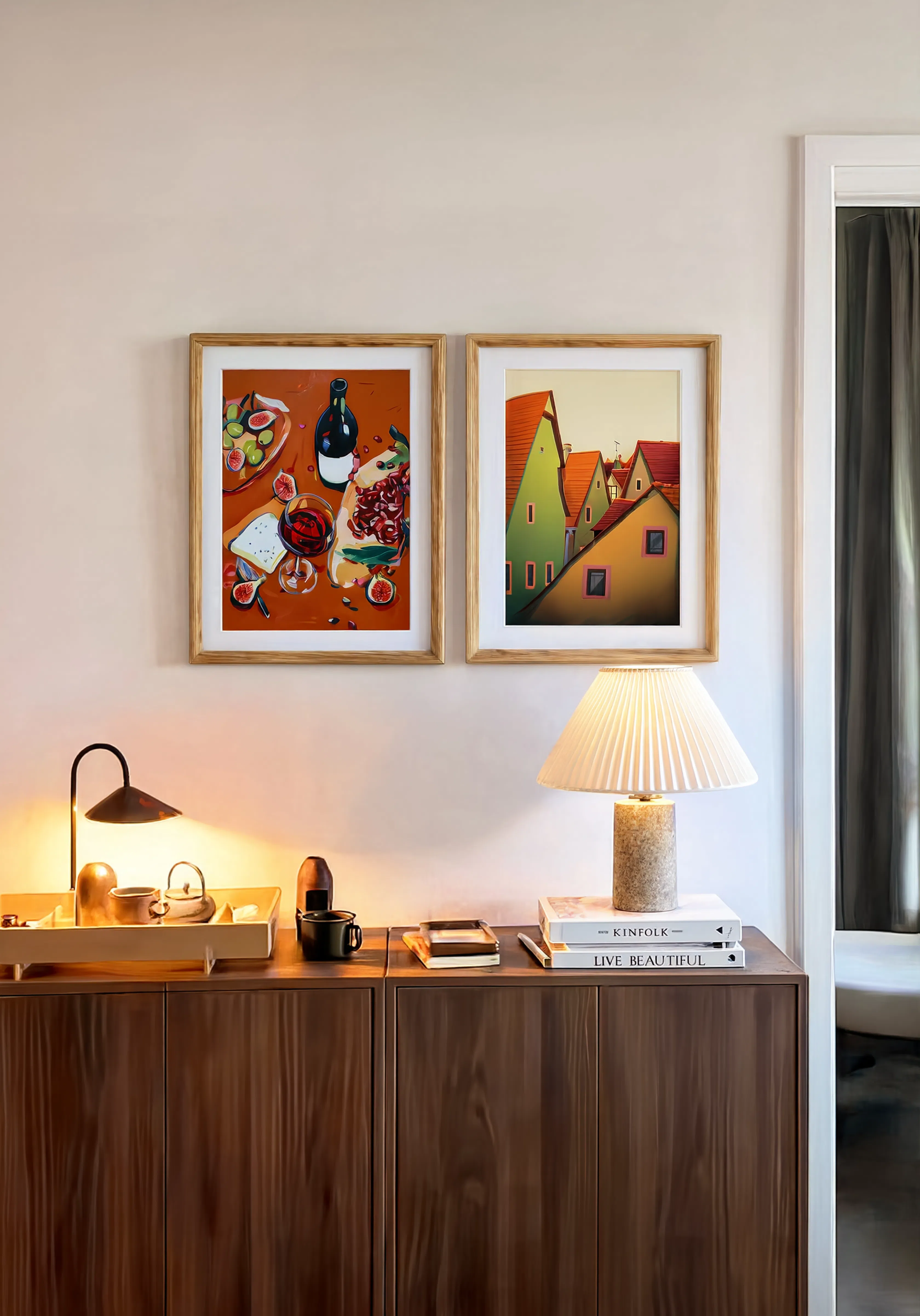 Set of 2 Still Life, Gathered & Rainbow Abode – Colourful Contemporary Art Prints