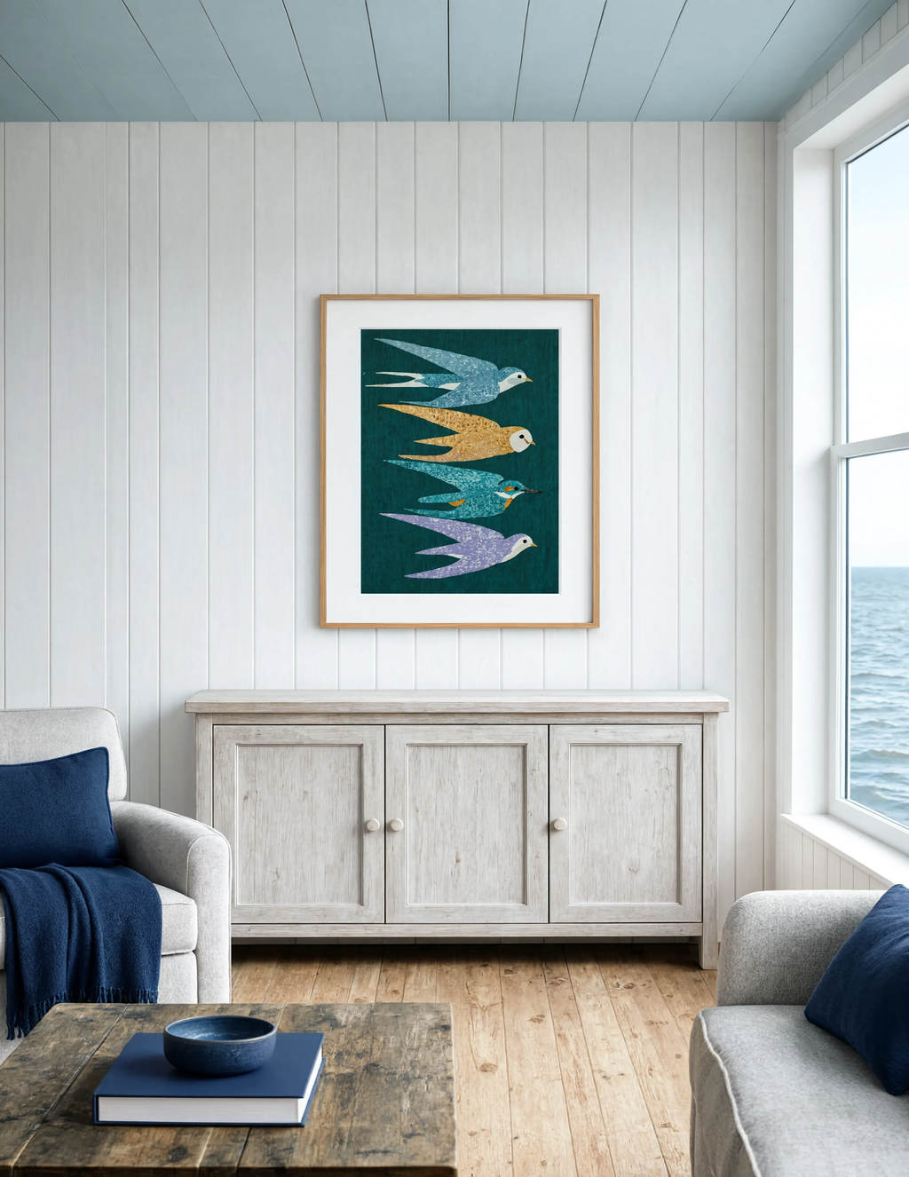 Folk-Art Birds Variation | Scandinavian Folk Botanical Wall Art
