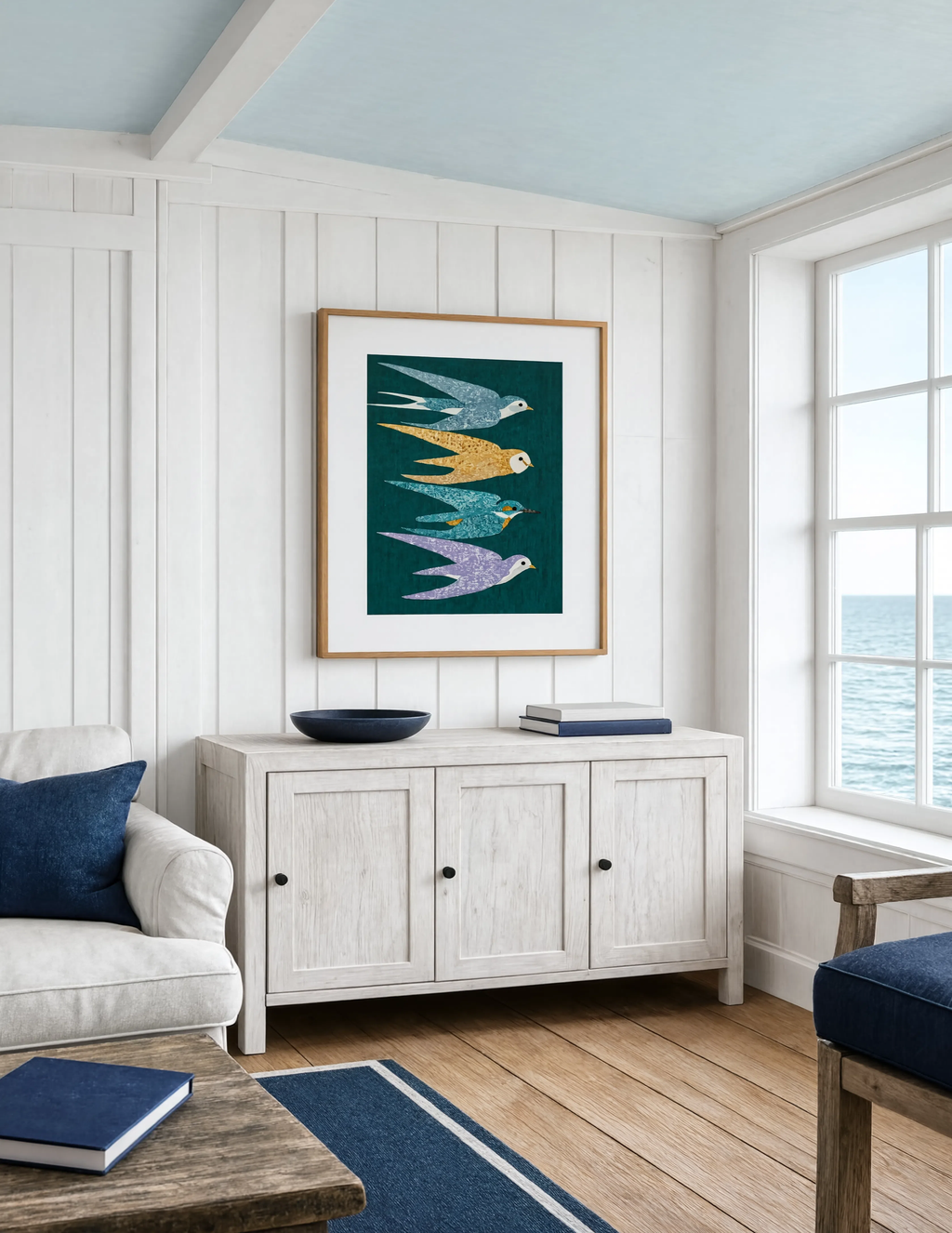 Folk-Art Birds Variation | Scandinavian Folk Botanical Wall Art