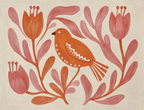 Bird Print in Terracotta Hues | Contemporary Nature Wall Art