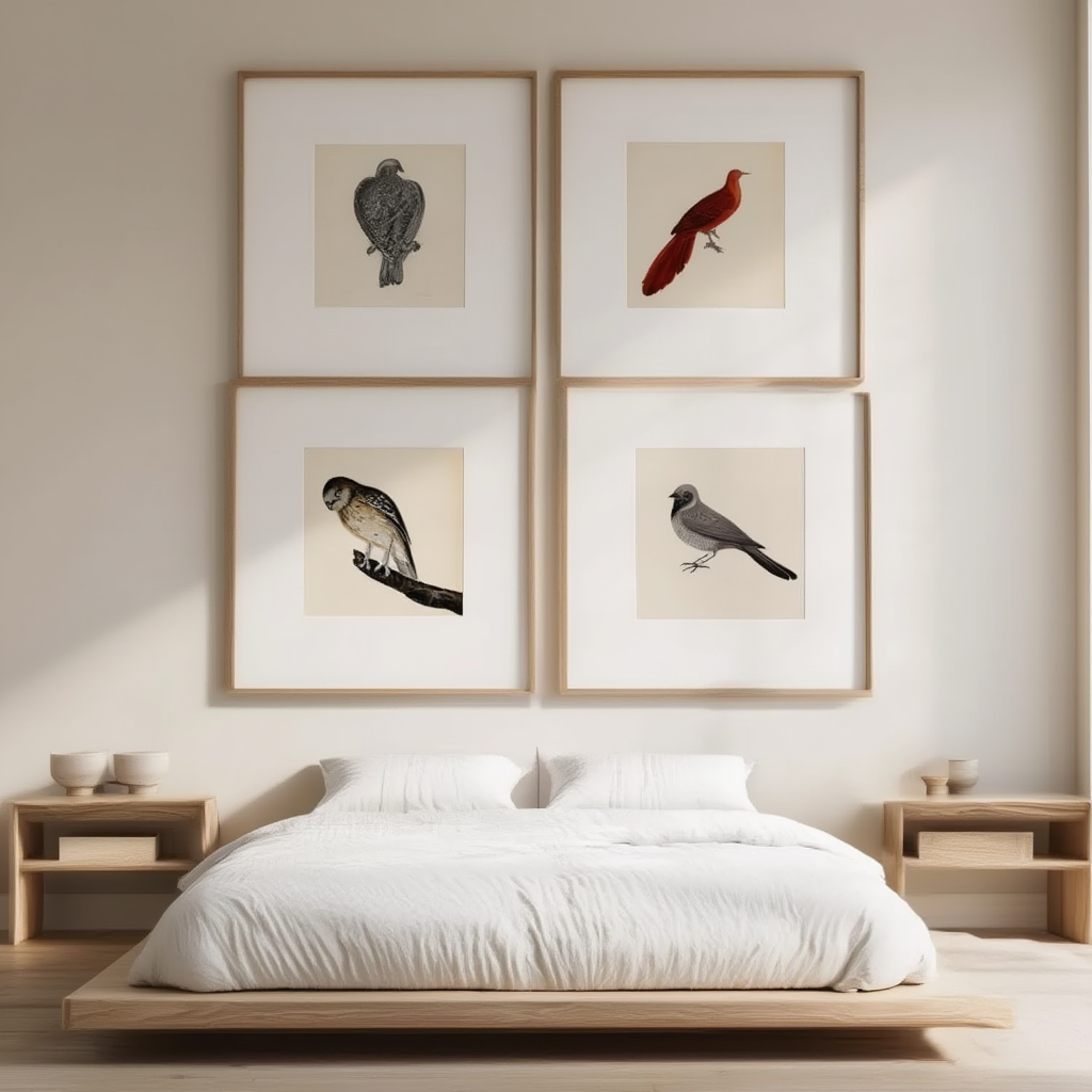 Vintage Aviary – 4-Piece Bird Art Prints Set - Hakyarts