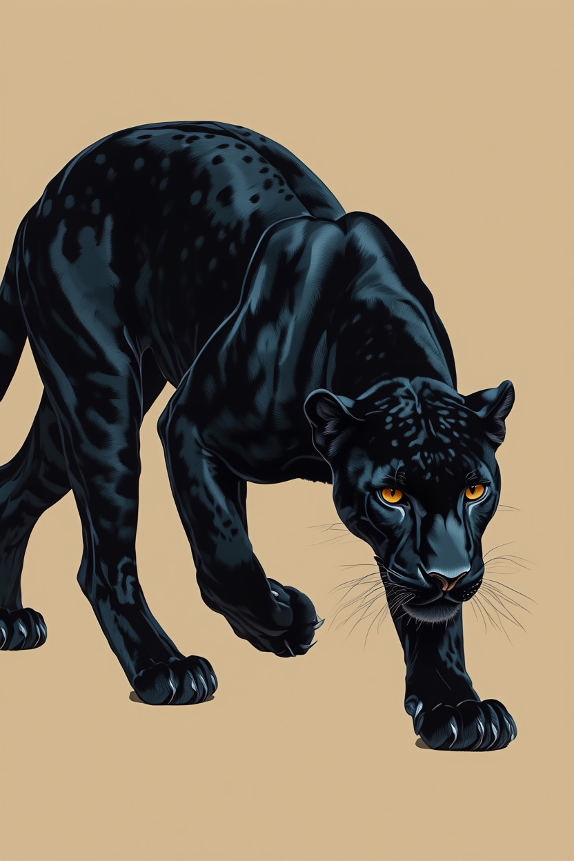 Set of 2 Black Panther Prints – Minimalist Wildlife Wall Art - Hakyarts