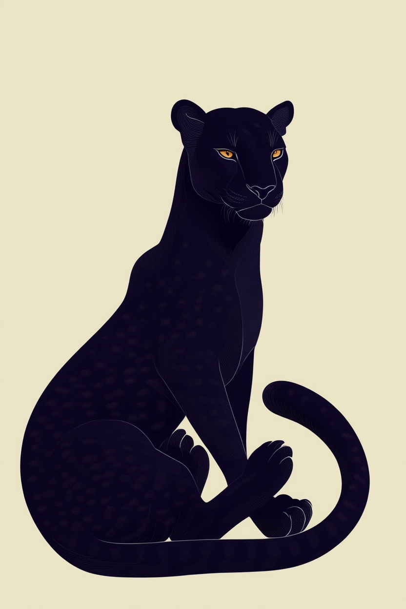 Set of 2 Black Panther Prints – Minimalist Wildlife Wall Art - Hakyarts