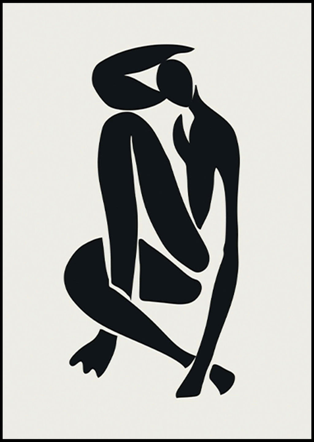 Set of 2 Serene Figure Painting & Black and White Matisse Inspired Contemporary Woman Shape | Contemporary Figurative & Line Art Wall Art