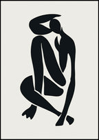 Set of 2 Serene Figure Painting & Black and White Matisse Inspired Contemporary Woman Shape | Contemporary Figurative & Line Art Wall Art