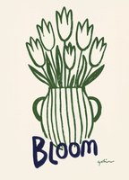Set of 2 Bloom Floral & Playful Dog Prints | Contemporary Botanical & Animal Wall Art Set