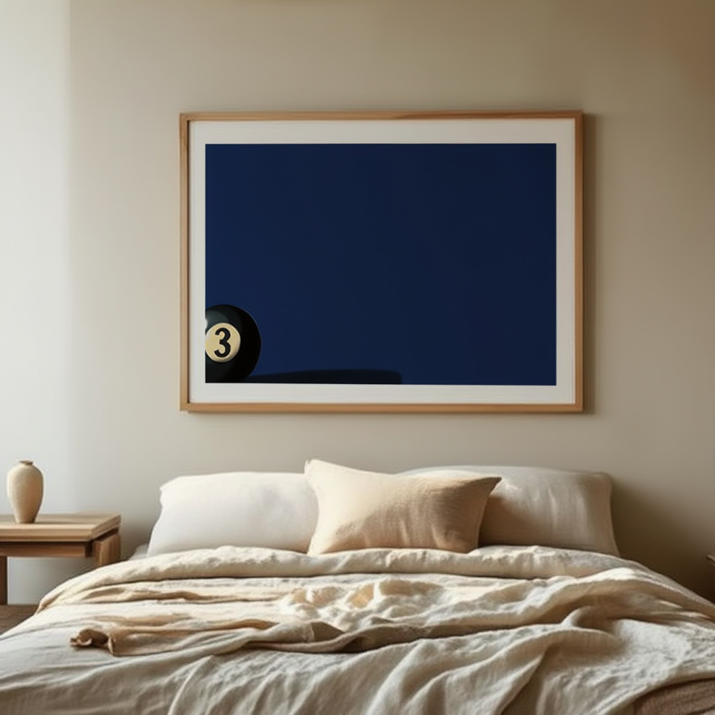 Blue Black Pool Ball – Number 3 – Minimalist Wall Art Print
