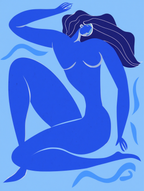 Abstract Blue Matisse Line Girl – Set of 3 - Hakyarts