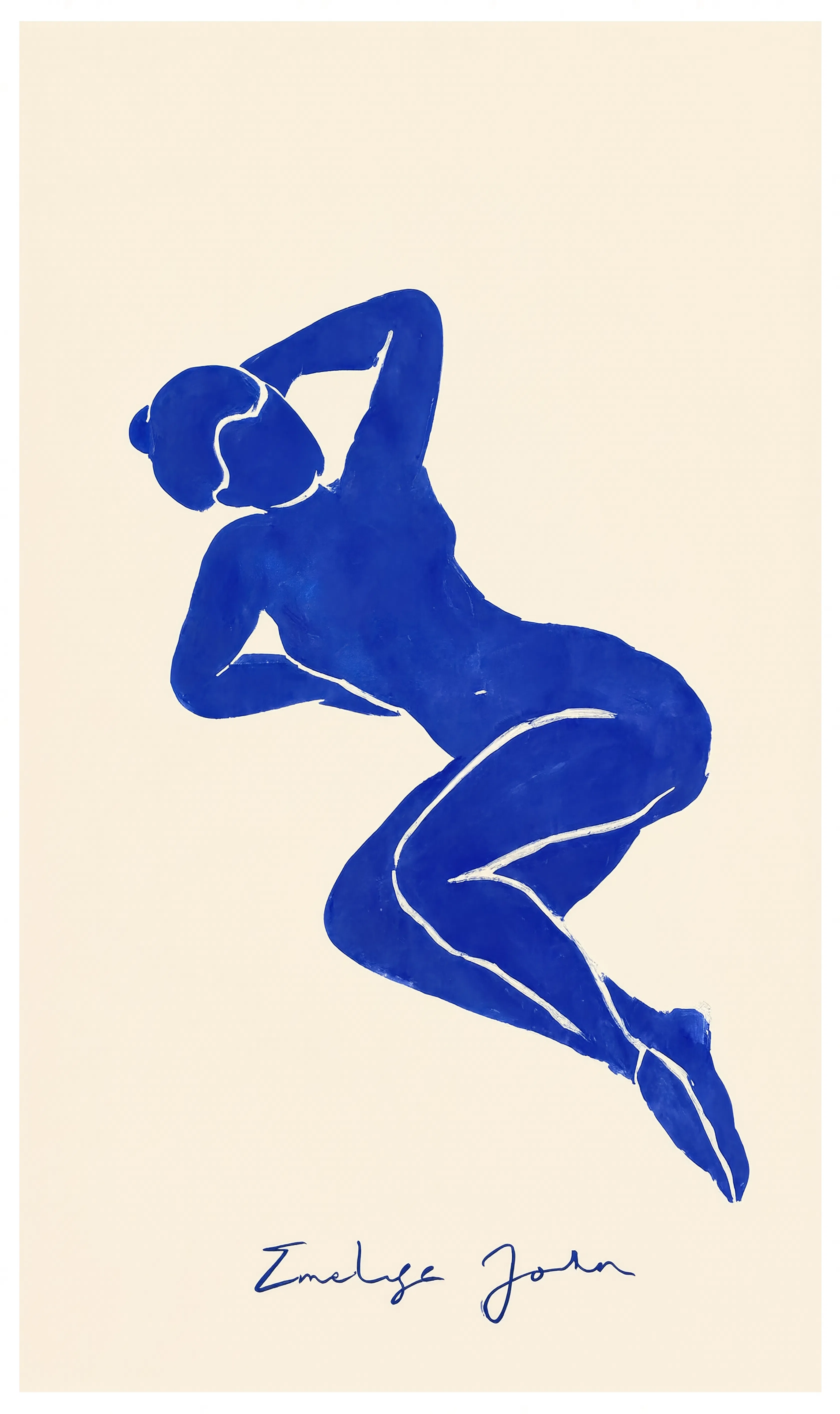 Set of 2 Blue Female Figure & Polka Dot Vase Prints | Contemporary Figurative & Still Life Wall Art Set