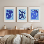 Abstract Blue Matisse Line Girl – Set of 3 - Hakyarts