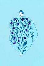 Azure Bloom Woman Variation | Contemporary Figurative Wall Art
