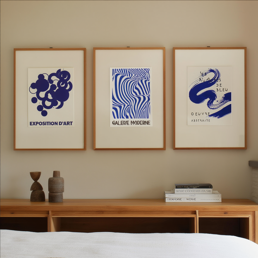 Deep Blue Abstract – Set of 3 Modern Yves Klein Inspired Prints