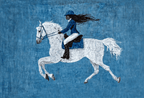 Blue Rider Equestrian Print | Contemporary Horse & Rider Wall Art