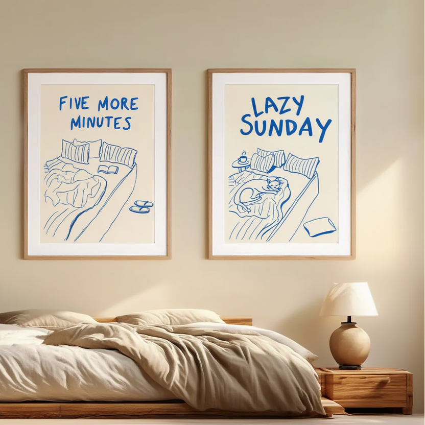 Set of 3 Bedtime Prints – Calm, Cozy Bedtime Decor