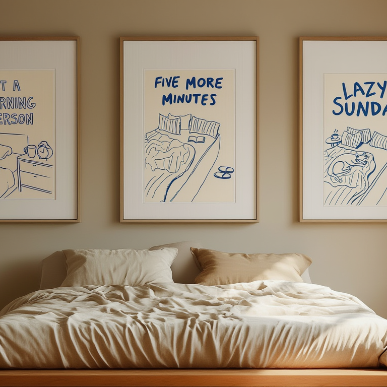Set of 3 Bedtime Prints – Calm, Cozy Bedtime Decor