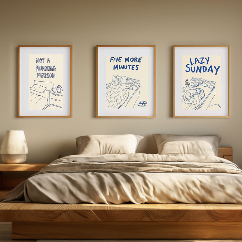 Set of 3 Bedtime Prints – Calm, Cozy Bedtime Decor