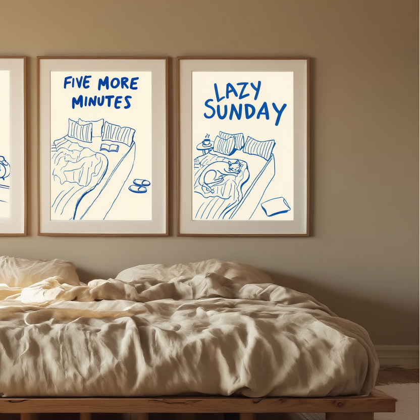 Set of 3 Bedtime Prints – Calm, Cozy Bedtime Decor