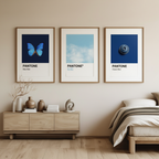 Set of 3 Pantone-Inspired Navy Blue, Sky Blue & Classic Blueberry – Minimalist Color Art Prints