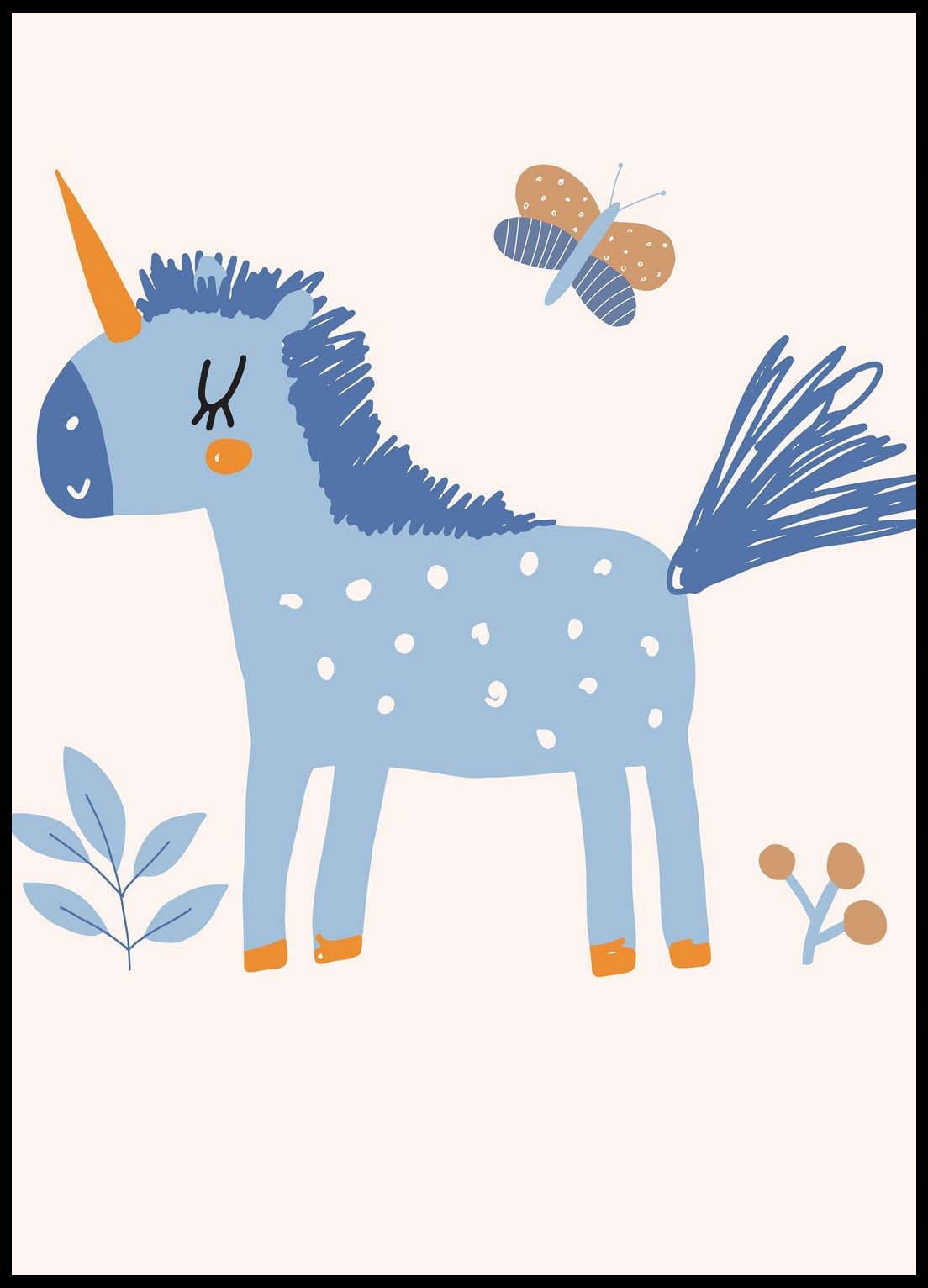 Blue Unicorn Poster