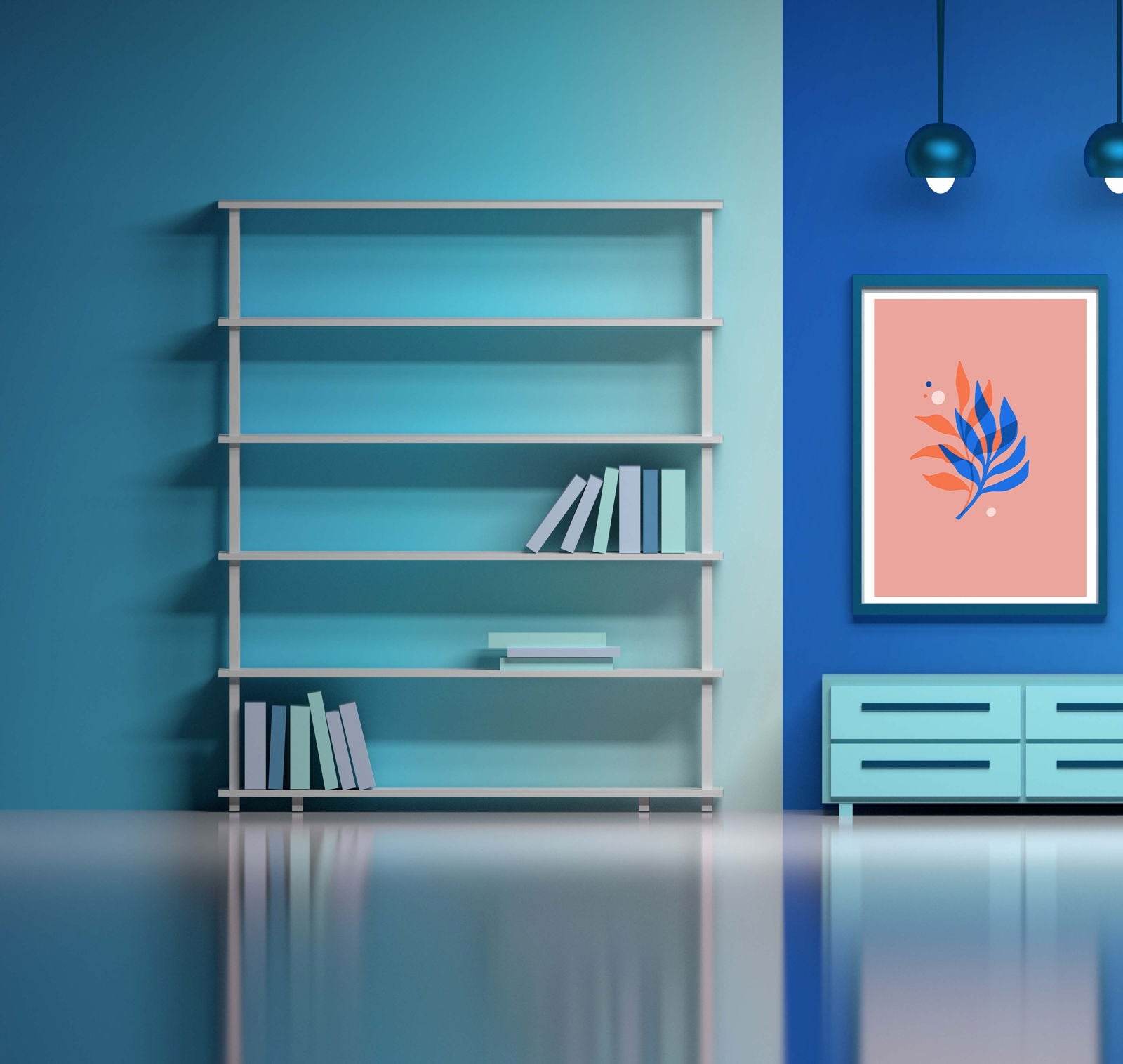 Blue and Pink No 1 Floral Poster - Hakyarts