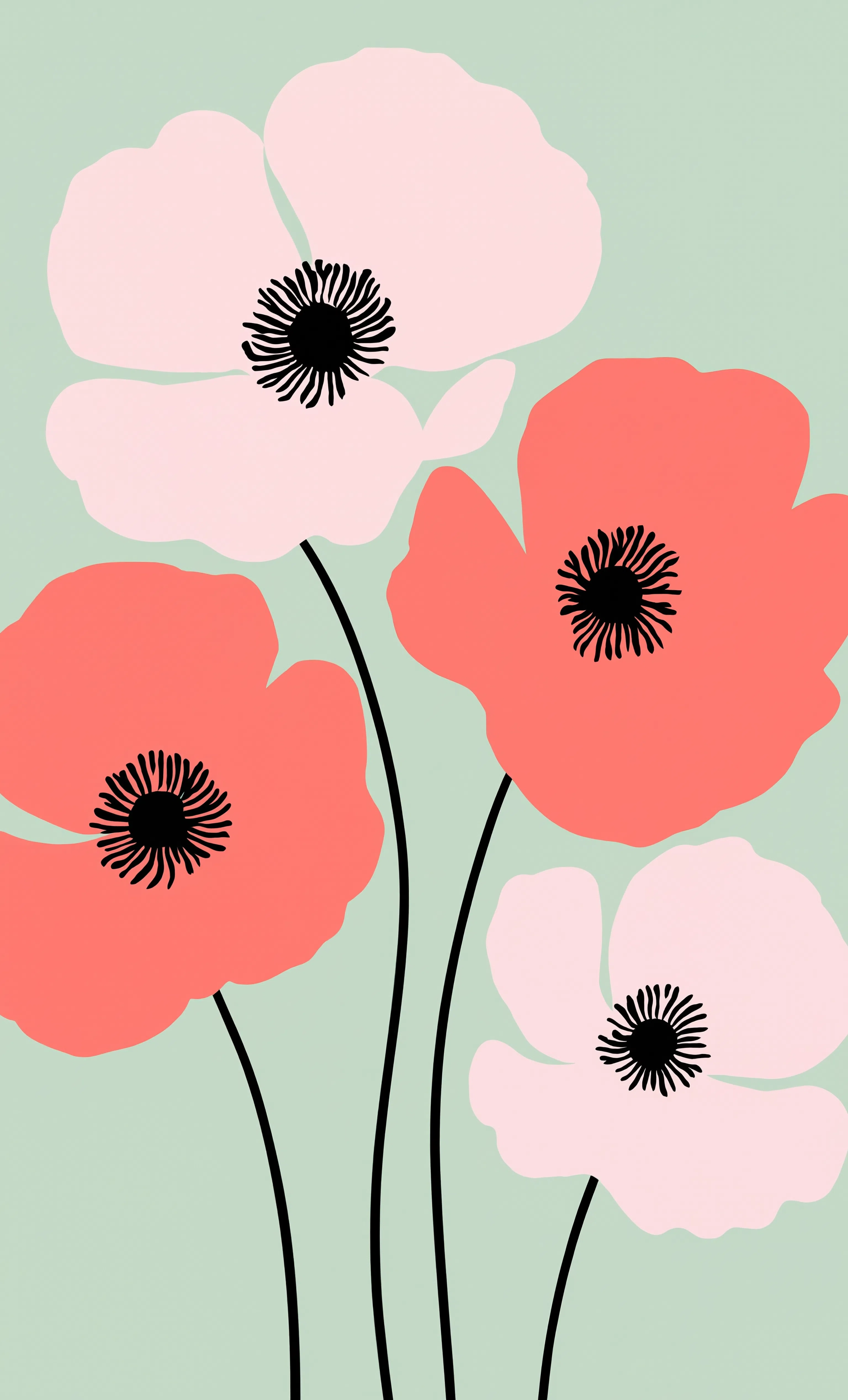 Blush Poppy Print | Contemporary Botanical Floral Wall Art