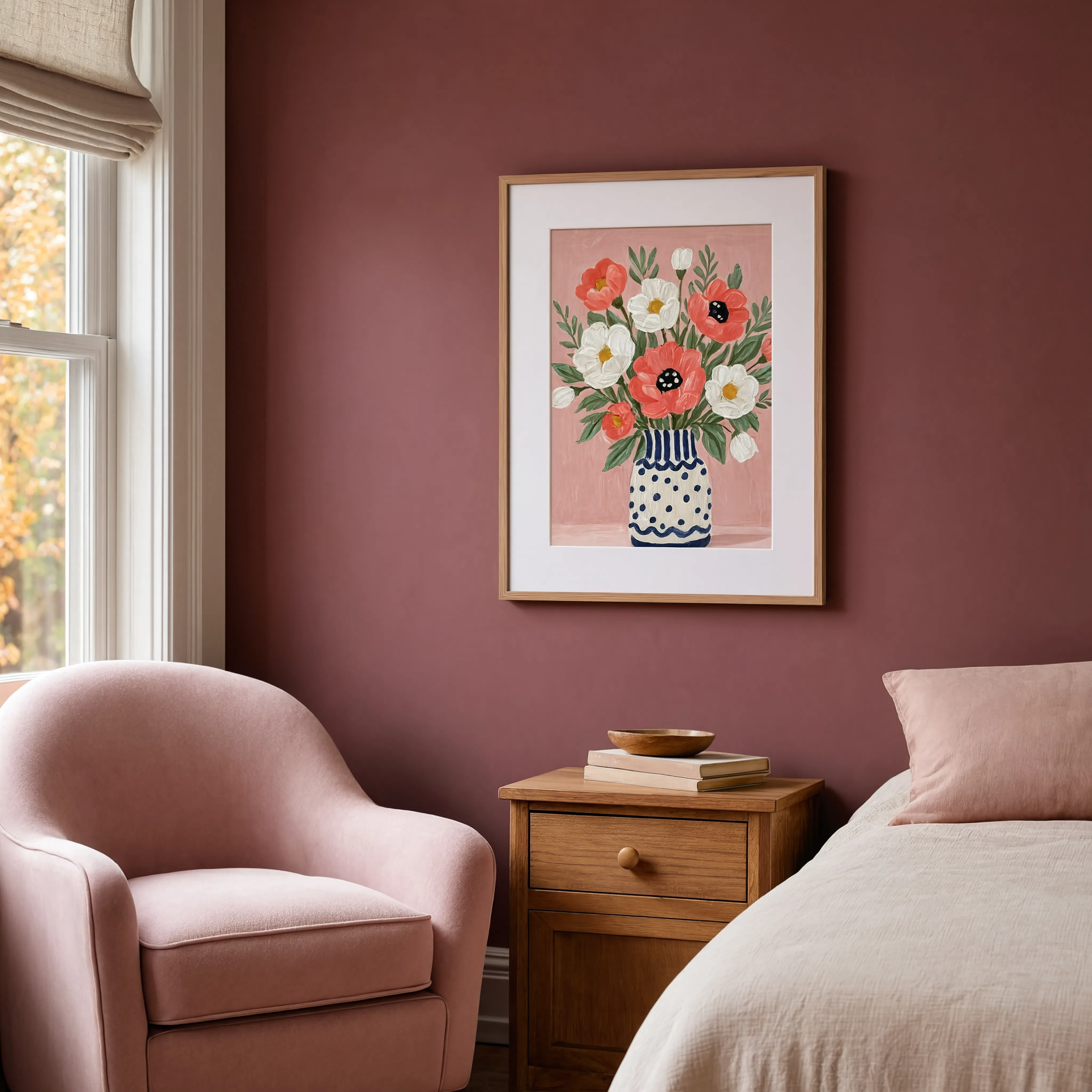 Coral Blooms Still Life | Contemporary Floral Art Print