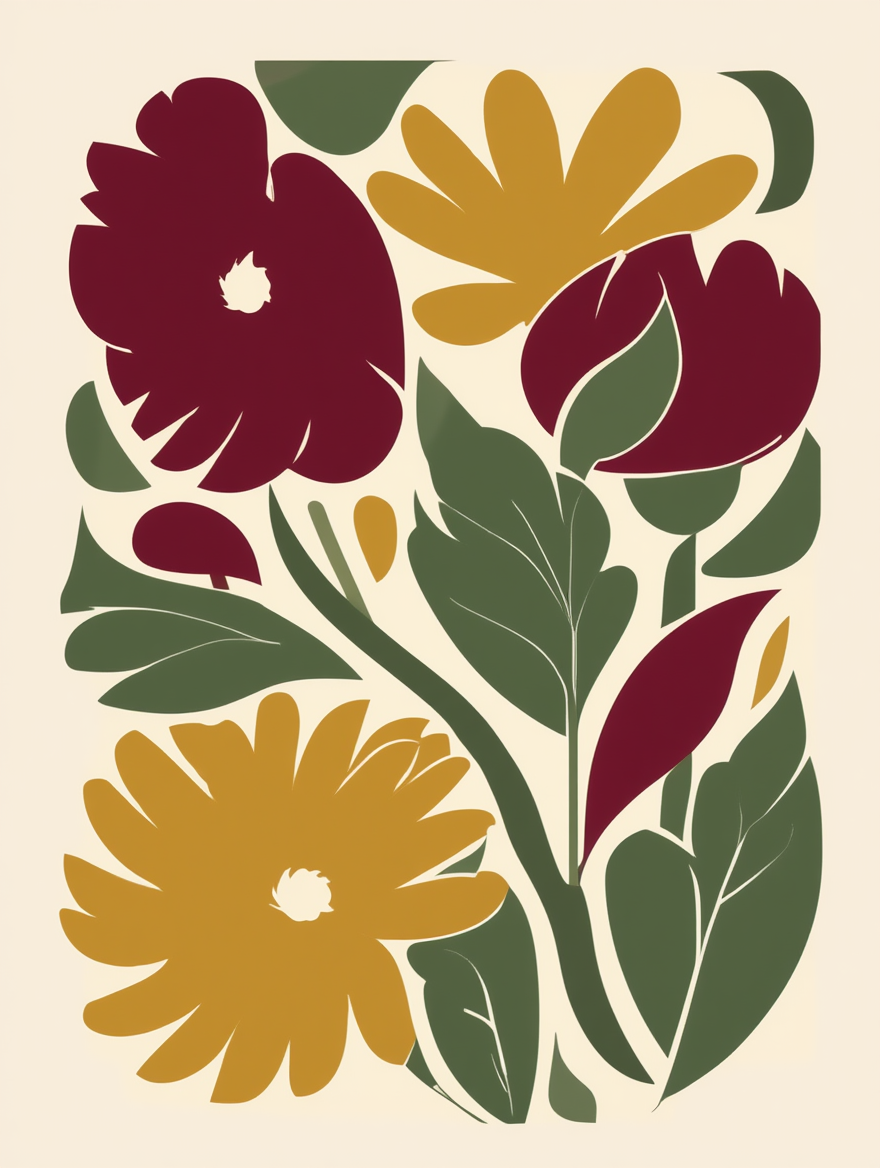 Modern Botanical Floral – Set of 3 Minimalist Nature Art Prints