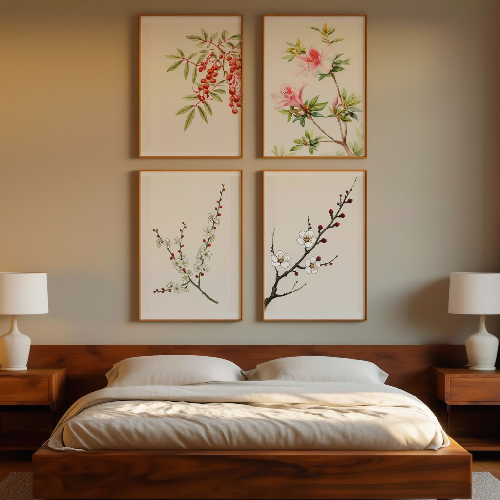 Set of 4 Megata Morikaga Prints – Japanese Art Wall Décor - Hakyarts