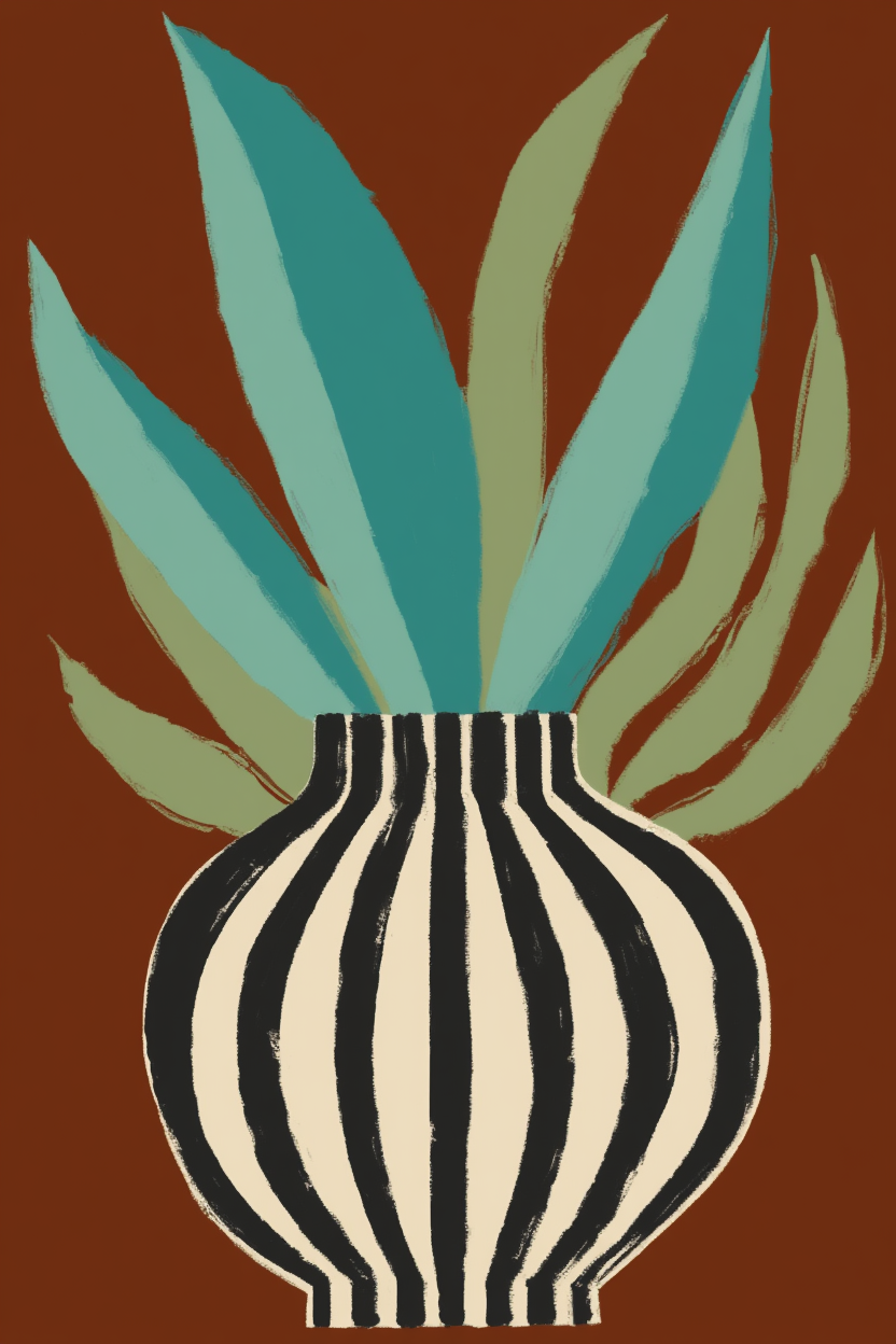 Floral Art Print – Earthy Vase & Natural Blooms