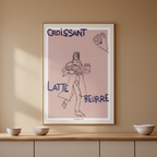 Croissant, Latte, Beurre – Modern Kitchen Lifestyle Poster – Contemporary Wall Art Print