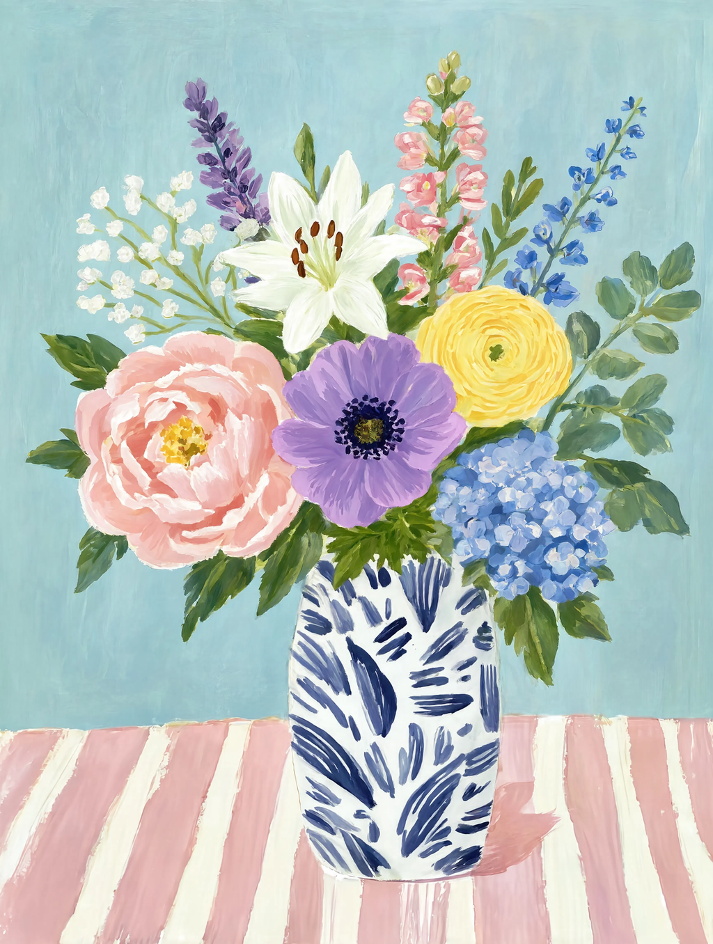 Bouquet with New Flowers I | Contemporary Floral Wall Art Print