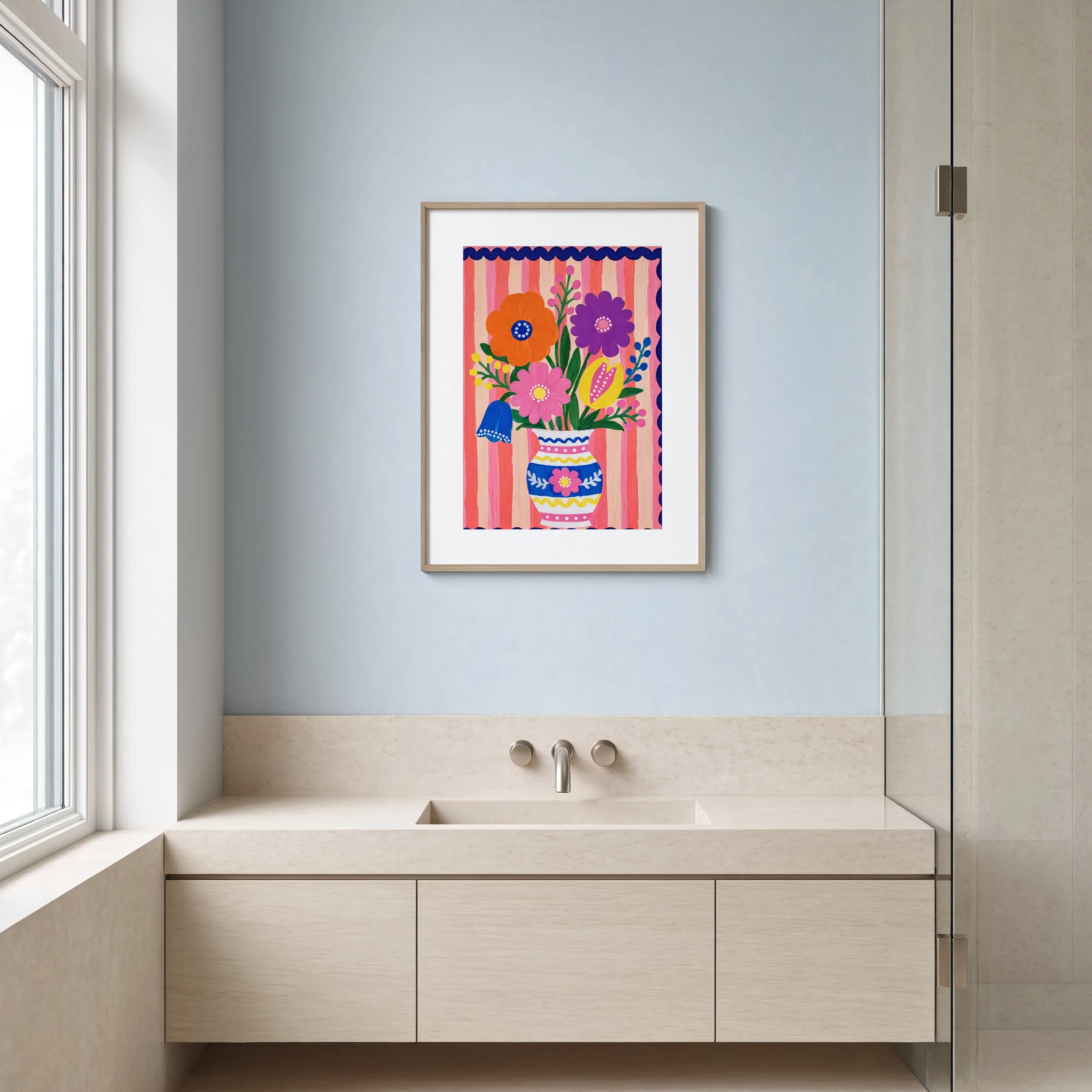 Mediterranean Floral Bouquet I | Contemporary Folk Wall Art