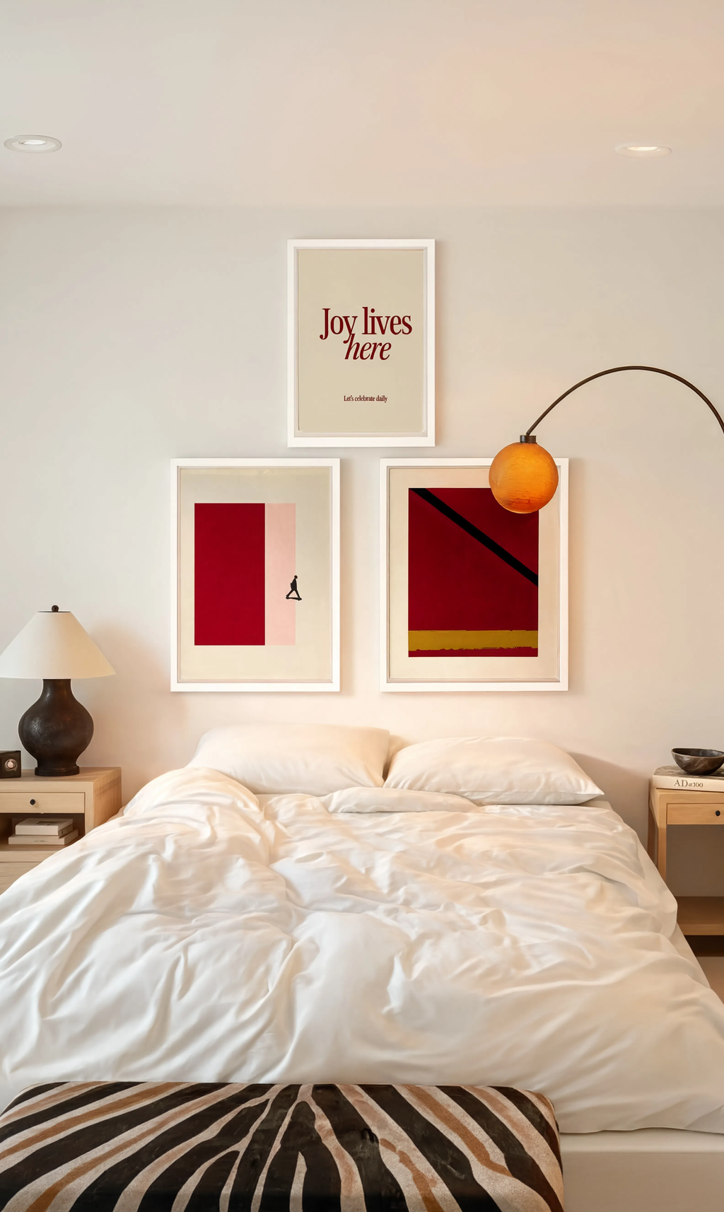 Set of 3 – Joy Lives Here Typography Print & After Work Minimalist Art Print Collection