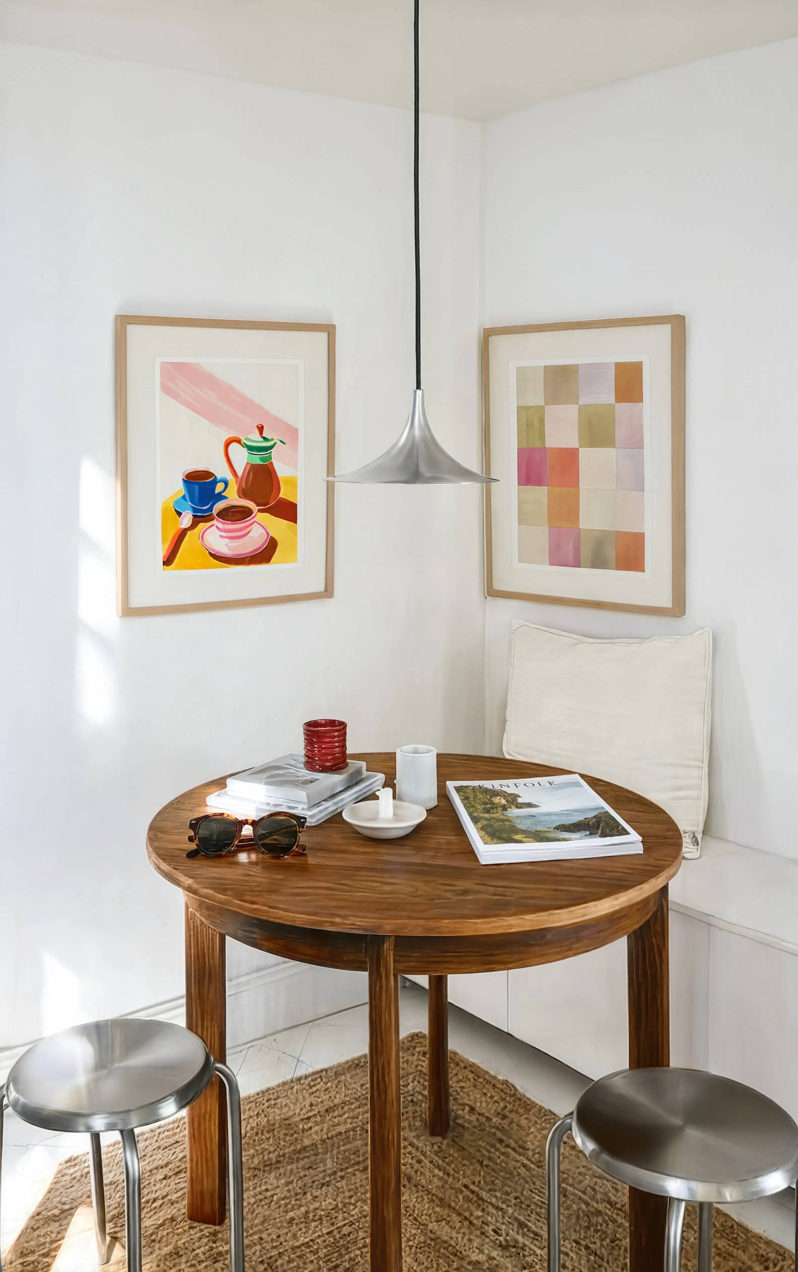 Set of 2 Modern Abstract Art Prints – Coffee Table & Vivid Geometric Squares Gallery Set