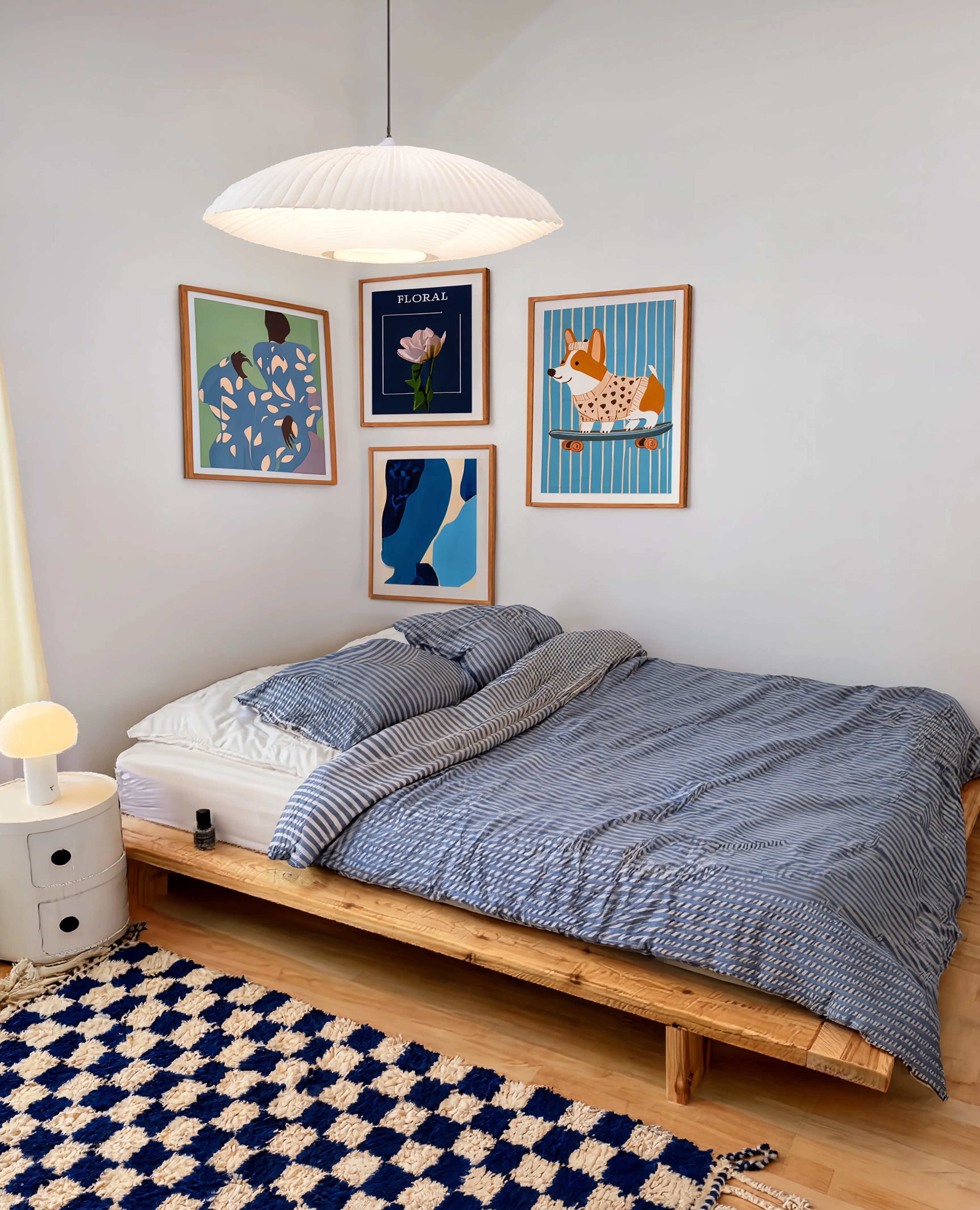Set of 4 Contemporary Figurative, Floral & Geometric Art Prints – Modern Gallery Wall Collection