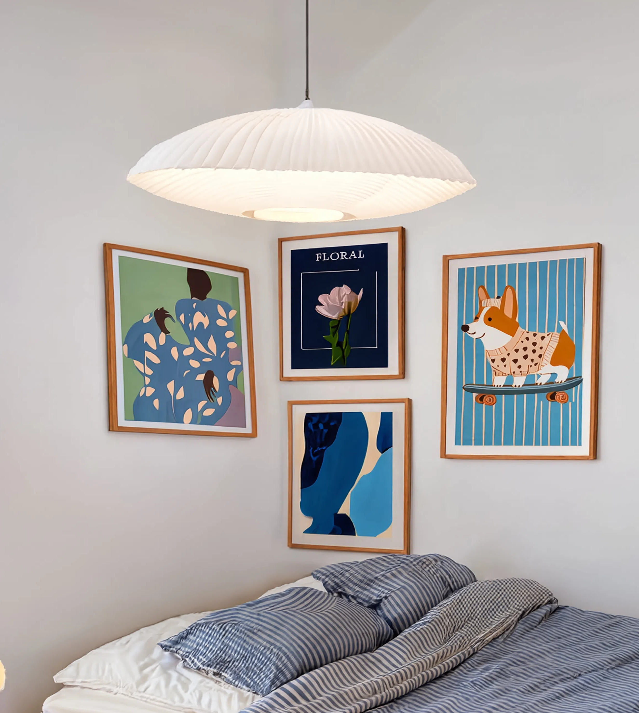 Set of 4 Contemporary Figurative, Floral & Geometric Art Prints – Modern Gallery Wall Collection